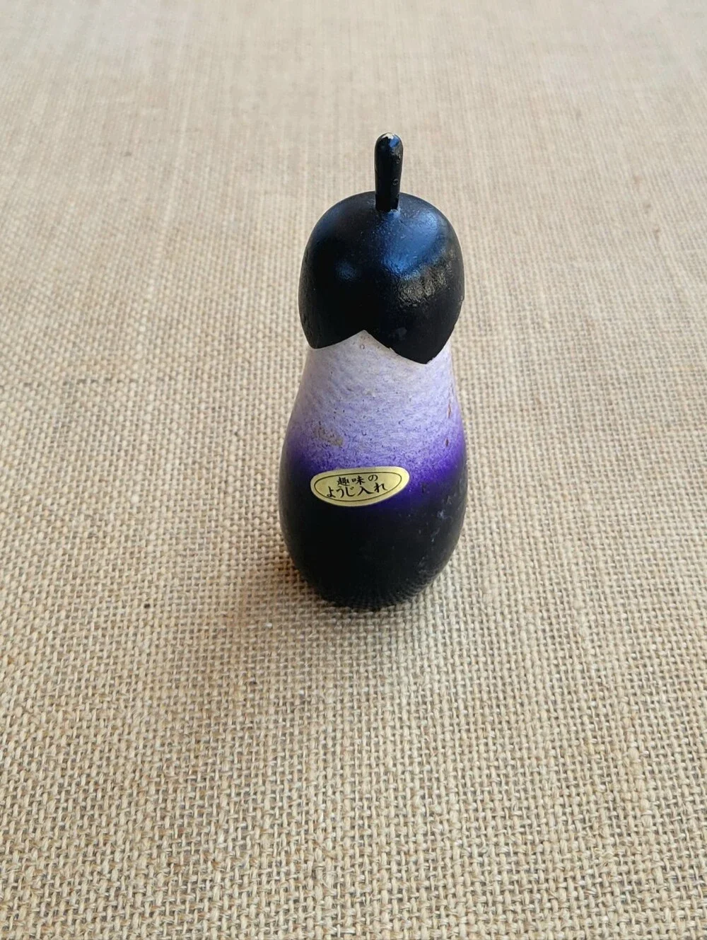 Vintage Japanese Wooden Eggplant Toothpick Container/Holder & Folk Collectible